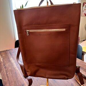 Like-new Portland Leather Goods Honey Laptop Backpack